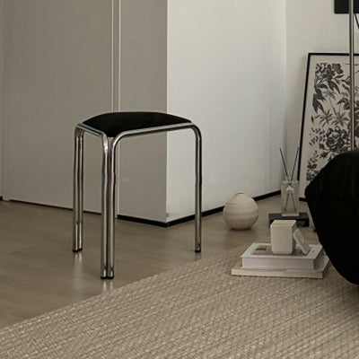 Modern Minimalist Triangle Fabric Stainless Steel Vanity Stool Backless Armless For Bedroom