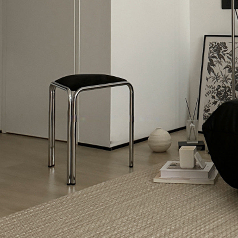 Modern Minimalist Triangle Fabric Stainless Steel Vanity Stool Backless Armless For Bedroom