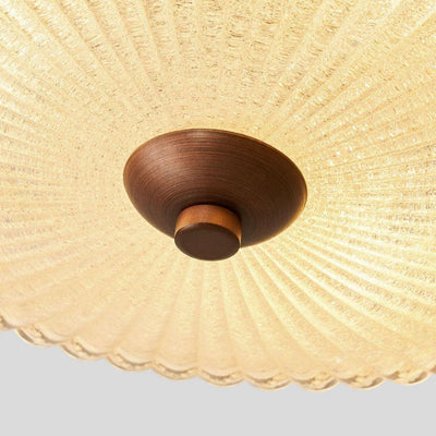 Contemporary Retro Glass Iron Round Frosted Stripe 2/3/4 Light Flush Mount Ceiling Light For Living Room