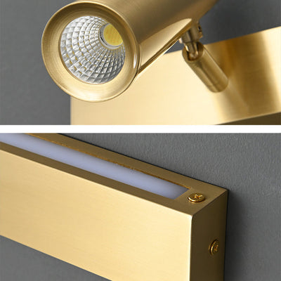 Modern Luxury Rectangle Cylinder Full Copper LED Wall Sconce Lamp For Bedroom