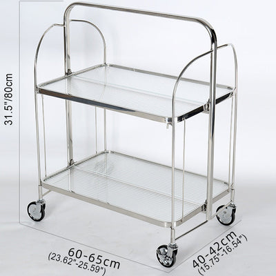 Modern Minimalist Square Stainless Steel Glass  Coffee Table Folding Storage Shelf For Bedroom