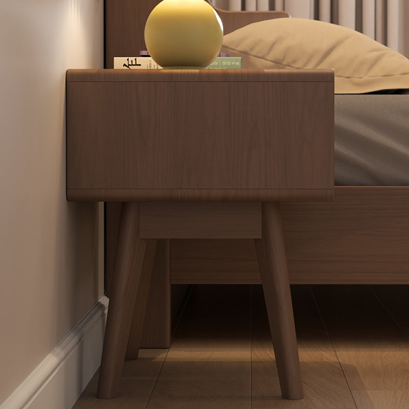 Modern Simplicity Square Cubic Rectangular Rubber Wood Nightstand 1/2 Drawer For Bedside