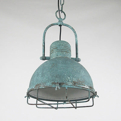 Traditional Rustic Distressed Iron Semicircular Shade 1-Light Pendant Light For Dining Room