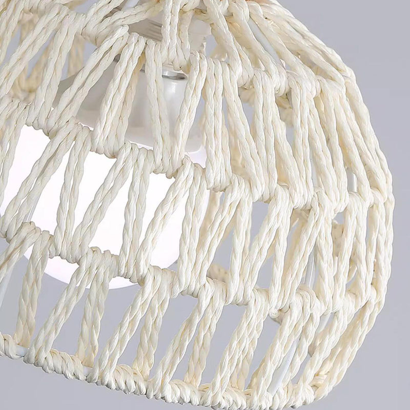 Traditional Japanese Rattan Art Round 1-Light Semi-Flush Mount Ceiling Light For Entryway