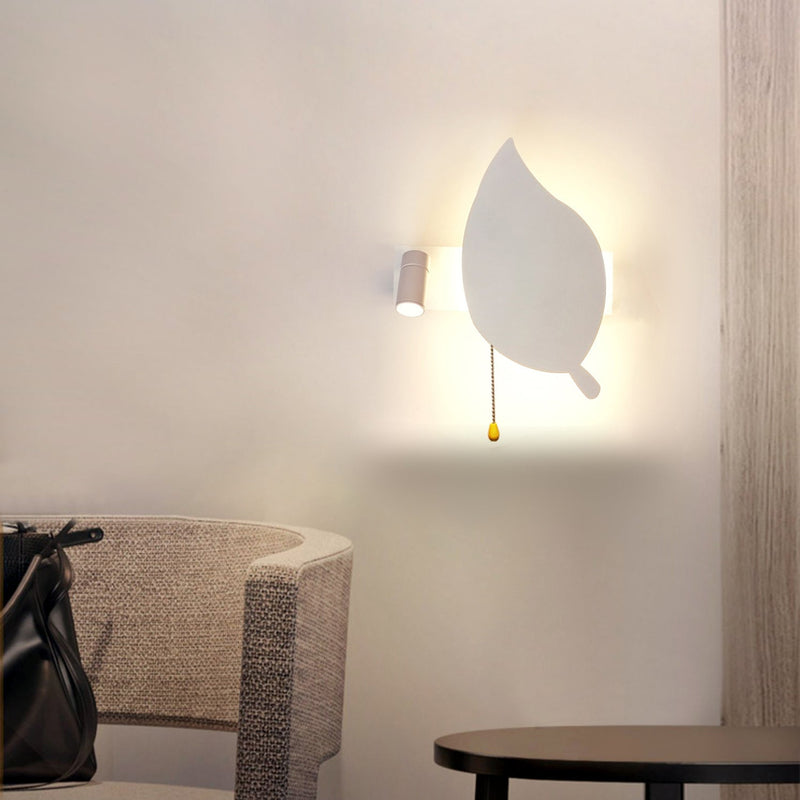 Modern Minimalist Round Leaf Iron Aluminum Acrylic LED Wall Sconce Lamp For Living Room