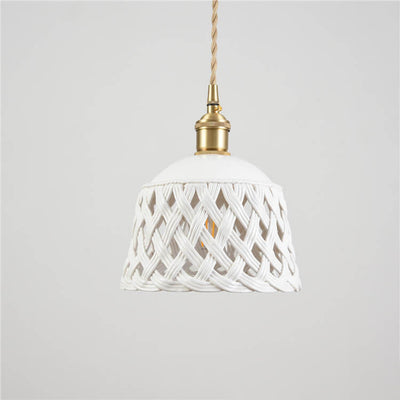 Nordic Minimalist Ceramic Hollow Design Dome Brass 1-Light Pendant Light