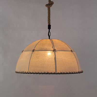 Traditional Rustic Fabric Semicircle Lampshade 1-Light Pendant Light For Dining Room