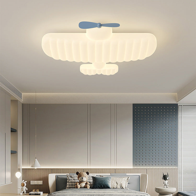 Contemporary Creative Kids Airplane Iron PE LED Flush Mount Ceiling Light For Bedroom