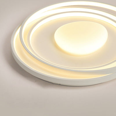 Modern Minimalist Cream Round Acrylic Iron LED Flush Mount Ceiling Light For Living Room