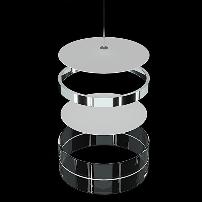 Modern Minimalist Stainless Steel Glass Round 1/3 Light Island Light Chandelier For Dining Room