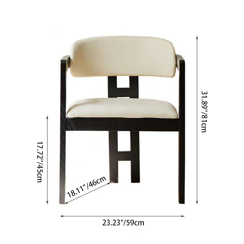 Contemporary Scandinavian Bent Square Leather Wood Dining Chair Backrest Arm For Dining Room