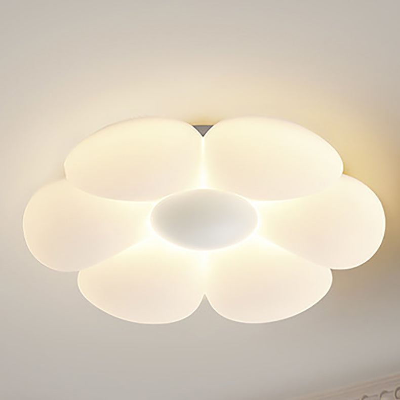 Contemporary Creative Daisy Flower PE Iron LED Flush Mount Ceiling Light For Bedroom