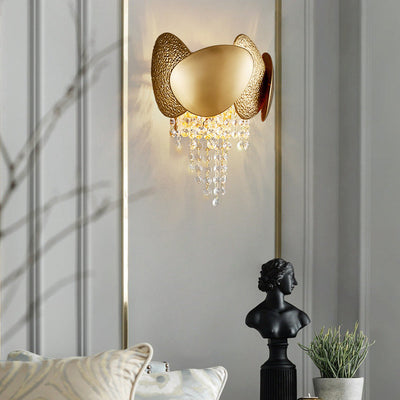 Contemporary Luxury Irregular Oval Piece Iron Crystal 2-Light Wall Sconce Lamp For Living Room