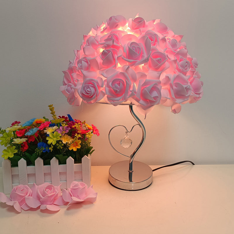 European Romantic Rose 1-Light Decorative Table Lamp