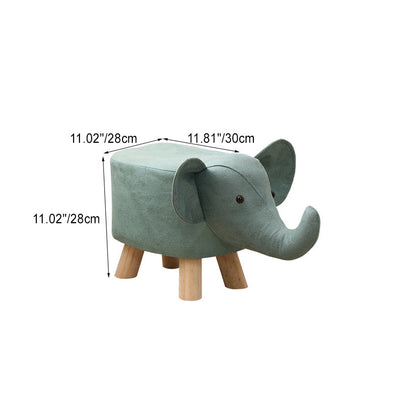 Contemporary Creative Fabric Elephant Shape Wood Legs Low Stool For Living Room