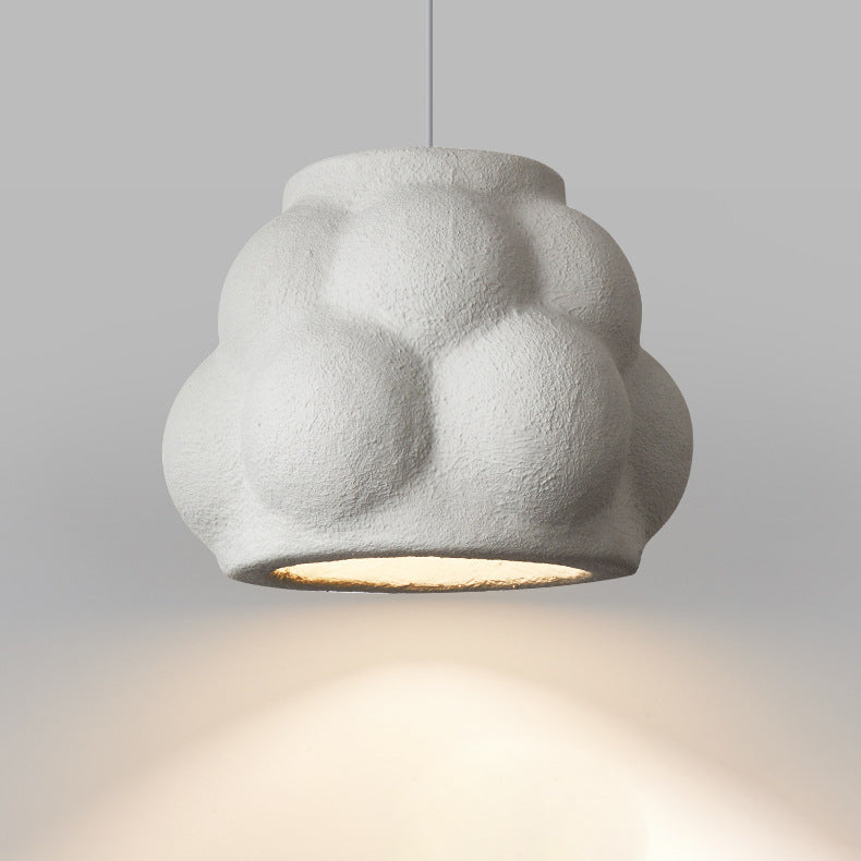 Traditional Japanese Wabi-Sabi Imitation Cement Texture Bubble Shade 1-Light Pendant Light For Living Room