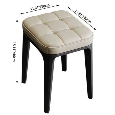 Contemporary Simplicity Square Plaid Microfiber Leather Upholstered Plastic Vanity Stool For Bedroom