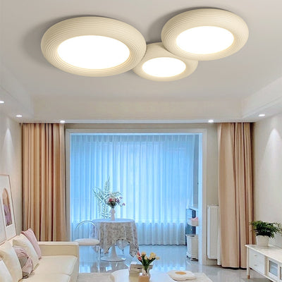 Modern Simplicity Iron Resin Acrylic Round Donut LED Flush Mount Ceiling Light For Living Room