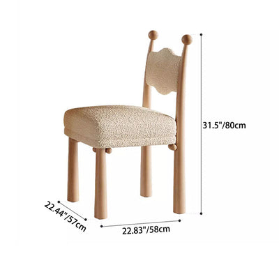 Modern Simplicity Vertical Square Frame Solid Wood Lambswoll Dining Chair Backrest For Dining Room