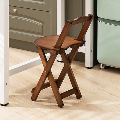 Modern Minimalist Round Square Bamboo Bar Stool Backrest Armless For Dining Room