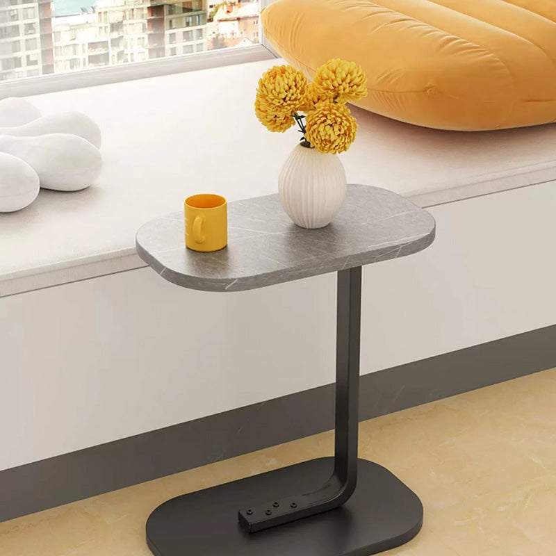 Modern Minimalist Rectangular PVC Artificial Panel End Table For Living Room