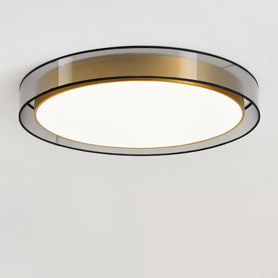 Contemporary Nordic Iron Brass Acrylic Round LED Flush Mount Ceiling Light For Living Room