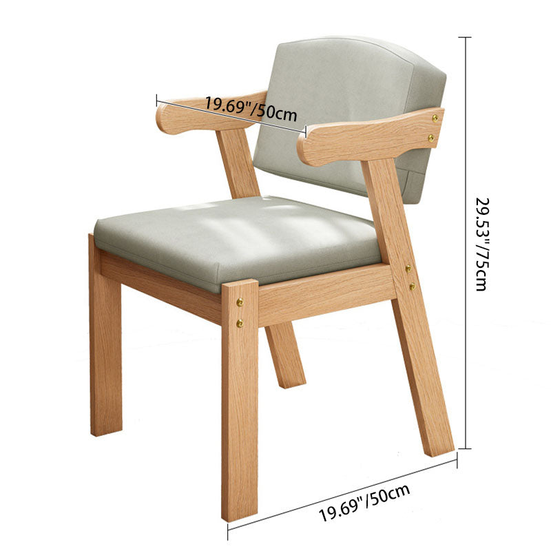 Contemporary Nordic Square Wood Fabric Chair Backrest Armrest For Living Room