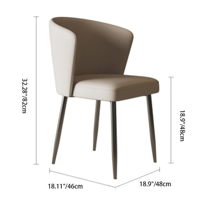 Contemporary Luxury Square Upholstered Leather Carbon Steel Dining Chair Curved Backrest For Dining Room