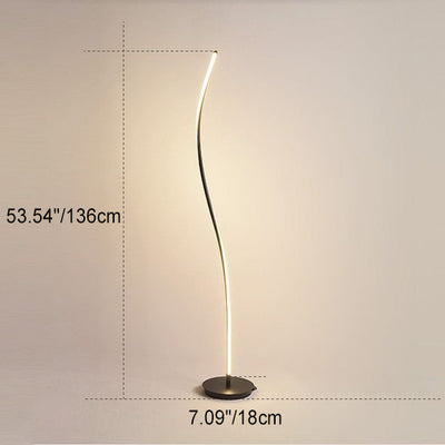 Modern Simplicity Aluminum Iron Long Curve LED Standing Floor Lamp For Bedroom