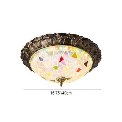 European Creative Personality Iron Glass Circle LED Flush Mount Ceiling Light