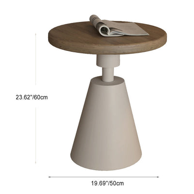 Modern Minimalist Round Cone Base Wood Metal Coffee Table For Living Room