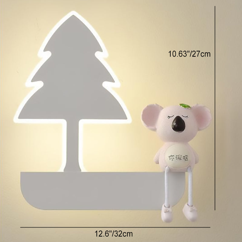 Contemporary Creative Cartoon Little Elephant Tree Acrylic Hardware LED Kids Wall Sconce Lamp For Bedroom