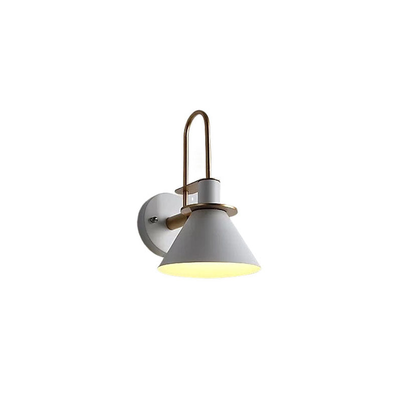 Contemporary Scandinavian Macaron Horn Iron 1-Light Wall Sconce Lamp For Hallway