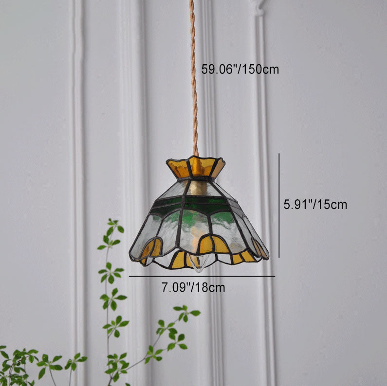 Contemporary Retro Brass Glass Conic Rose Tulip 1-Light Pendant Light For Dining Room