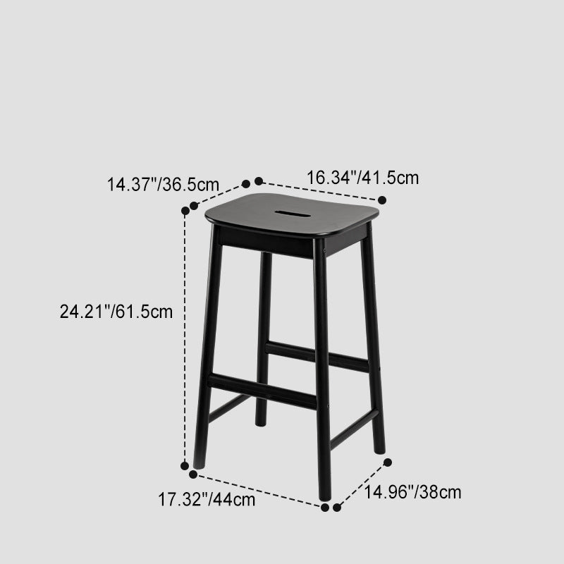 Modern Minimalist Rectangular Birch Bar Stool Footrest For Dining Room