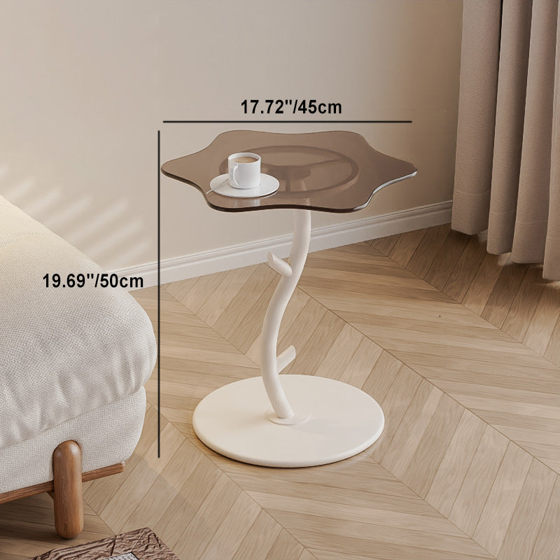 Contemporary Creative Clouds Rock Slab Tempered Glass End Table 1-Tier For Bedroom