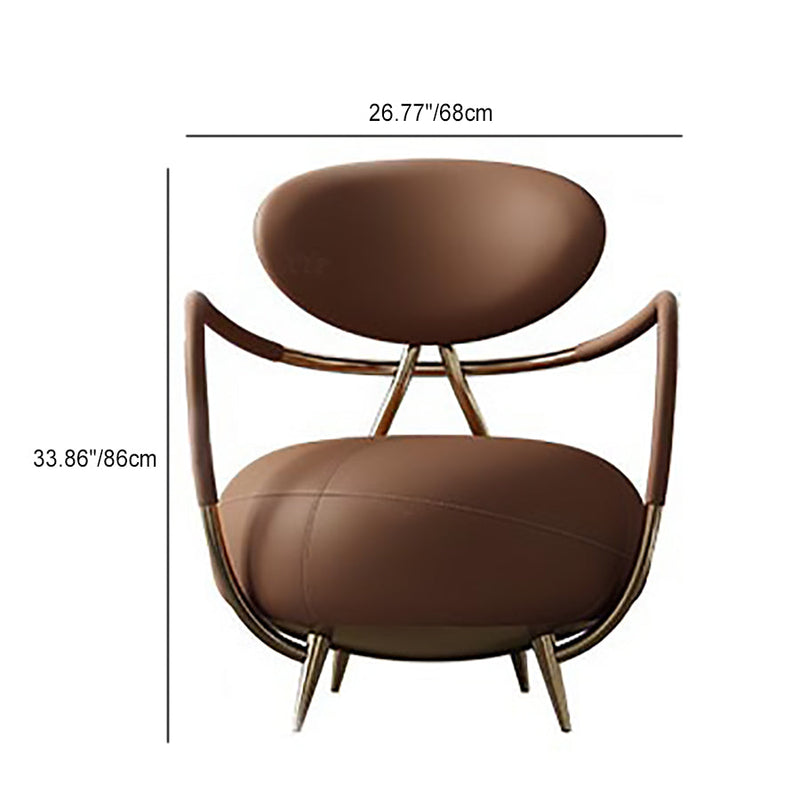 Contemporary Luxury Round Leather Steel Chair Backrest Armless For Living Room