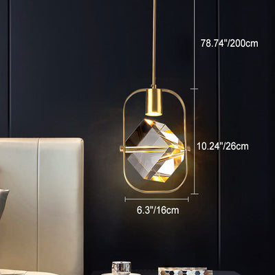 Modern Simple Iron Copper Square Circle Long Line 1-Light Pendant Light