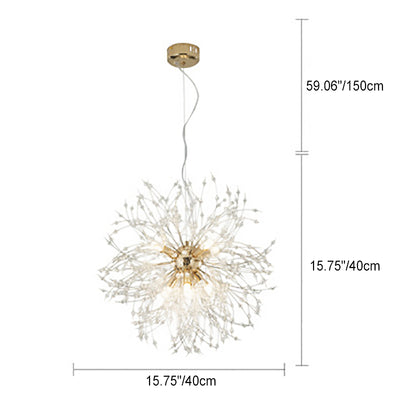 Contemporary Creative Hardware Crystal Beads Decorate Dandelion Design 8/9/12-Light Chandelier For Living Room