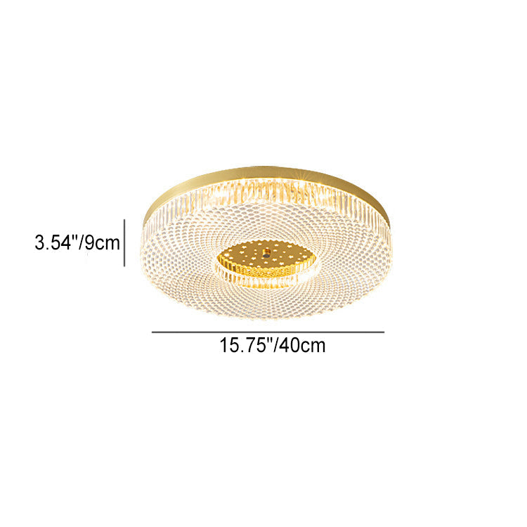 Modern Minimalist Round Copper Acrylic LED Flush Mount Ceiling Light For Bedroom