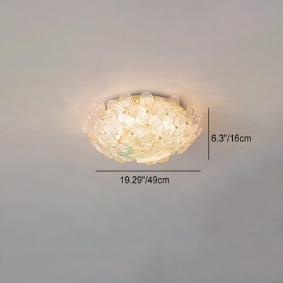 Modern Luxury Carbon Steel Glass Dome Floral 10/16 Light Semi-Flush Mount Ceiling Light For Living Room