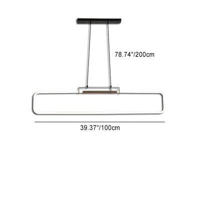 Modern Minimalist Iron Acrylic Rectangular Strip LED Island Light Chandeliers For Dining Room