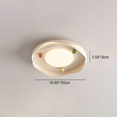 Contemporary Scandinavian Cream Acrylic Round LED Flush Mount Ceiling Light For Bedroom