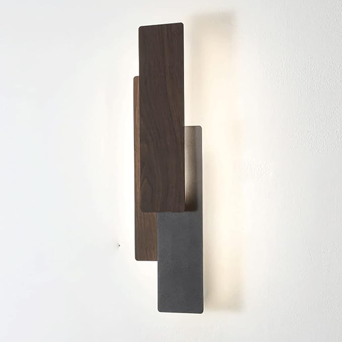 Modern Simple Wood Grain Geometric Rectangle LED Wall Sconce Lamp