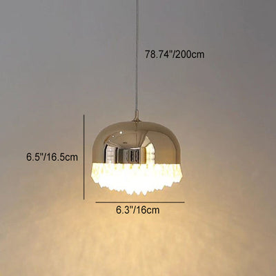 Modern Luxury Iron Crystal Semicircular LED Pendant Light For Dining Room