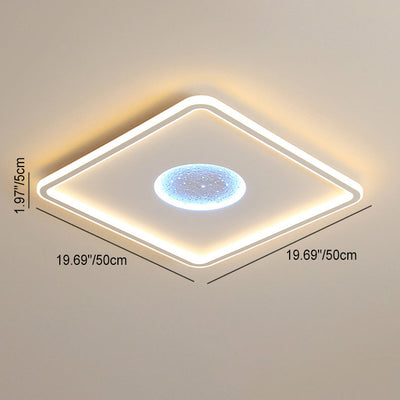 Modern Minimalist Lunar Surface Round Cloud Triangle Square Acrylic Iron LED Flush Mount Ceiling Light For Bedroom