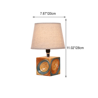 Contemporary Scandinavian Square Ceramic Base Fabric 1-Light Table Lamp For Bedroom