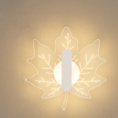 Applique murale créative LED en forme de feuille d'érable en acrylique moderne 