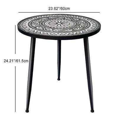 Contemporary Simplicity Pattern Wood Iron Round Coffee Table For Living Room