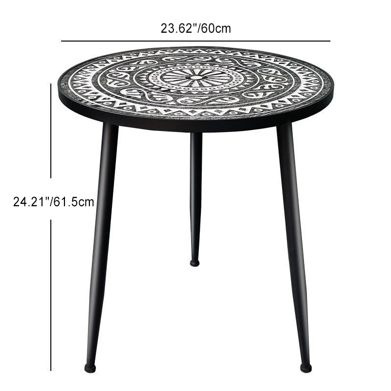 Contemporary Simplicity Pattern Wood Iron Round Coffee Table For Living Room